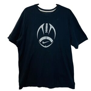 Nike Football Graphic T-Shirt Swoosh Short Sleeve Black Top‎ Men's Size XL